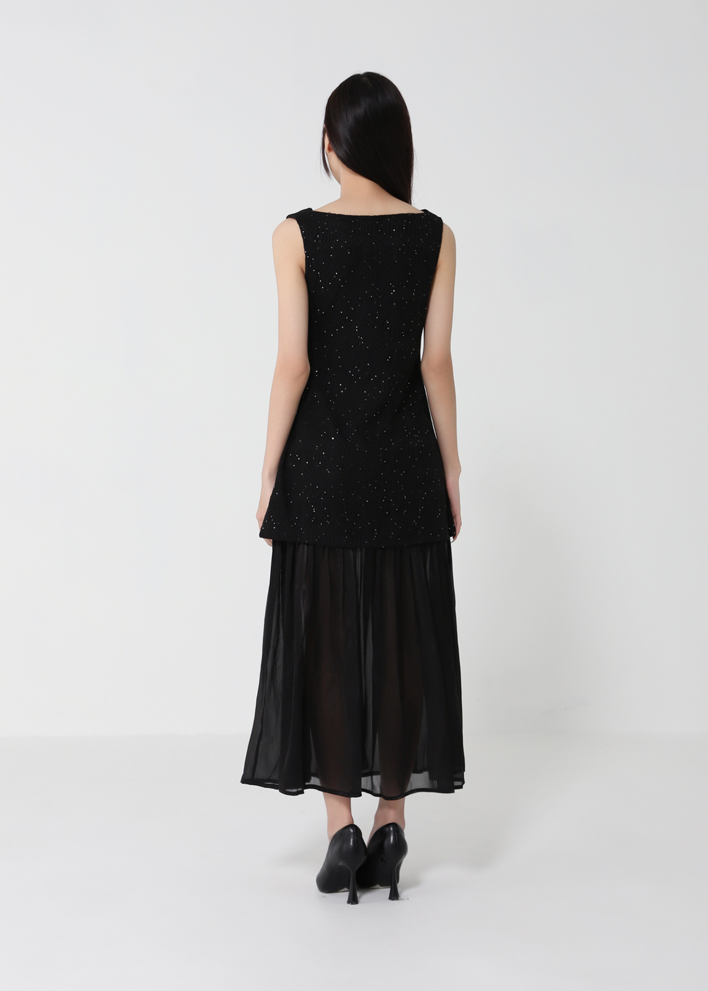 Sleeveless Draped Neck Dress 50173