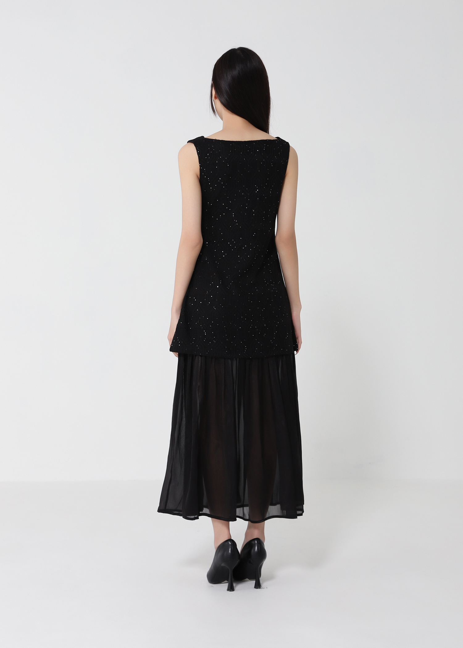 Sleeveless Draped Neck Dress 50173