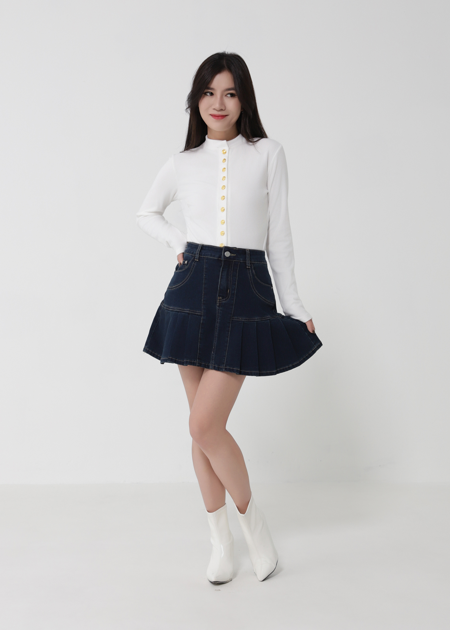 Breasted Gold Button Top 50895