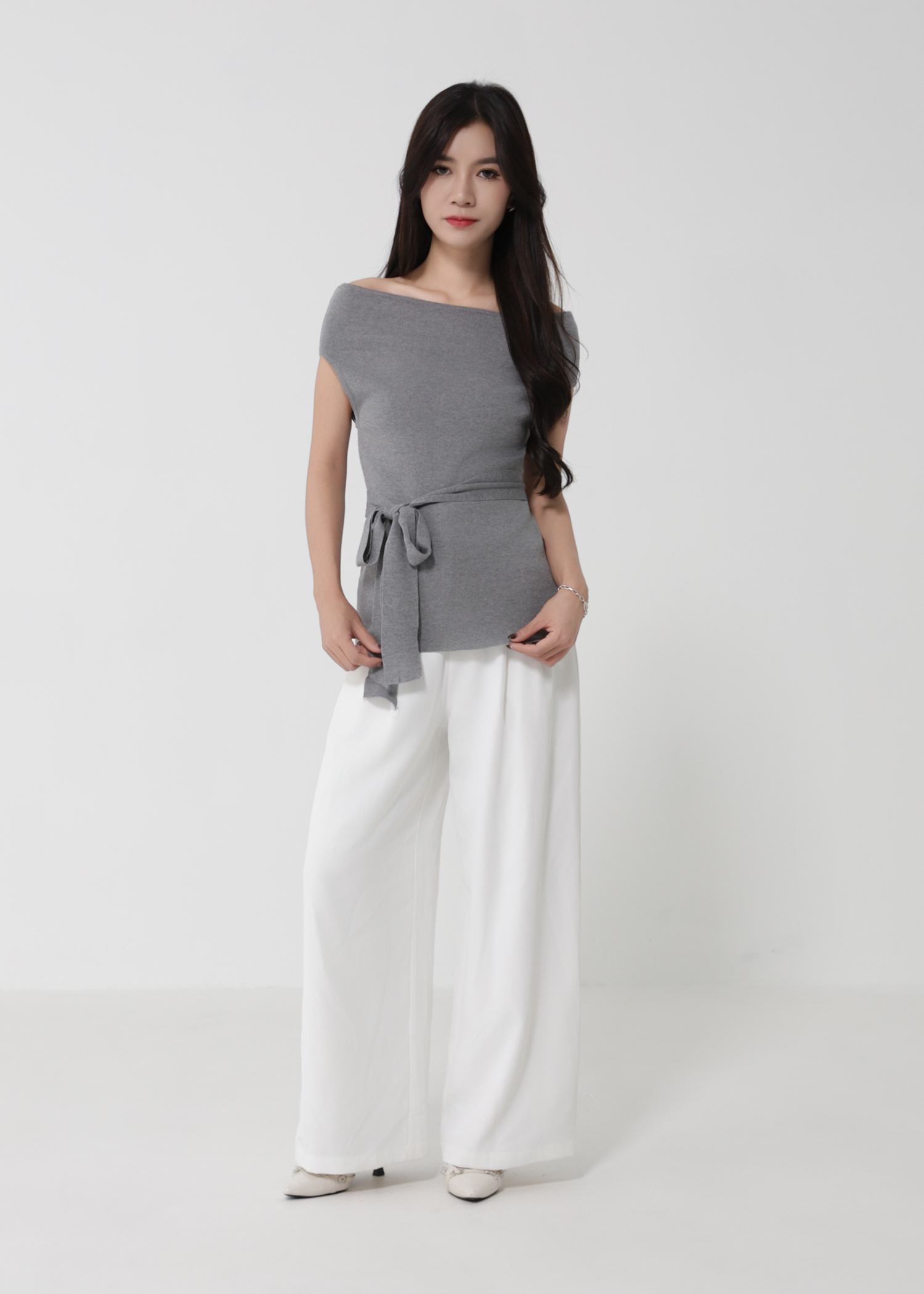 Knitted Boat Neckline Top 50905