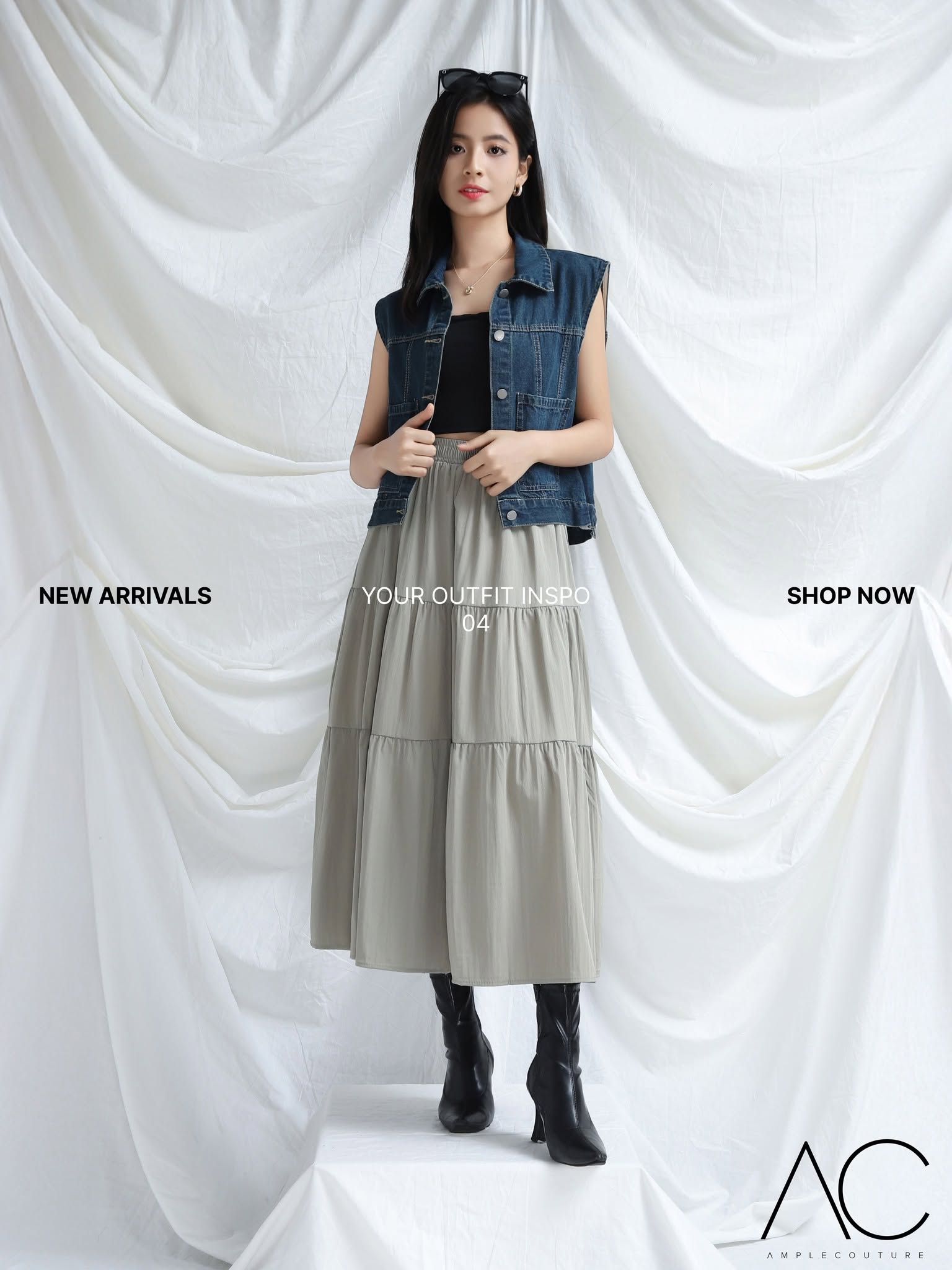 Denim Sleeveless Front Button Top 40686