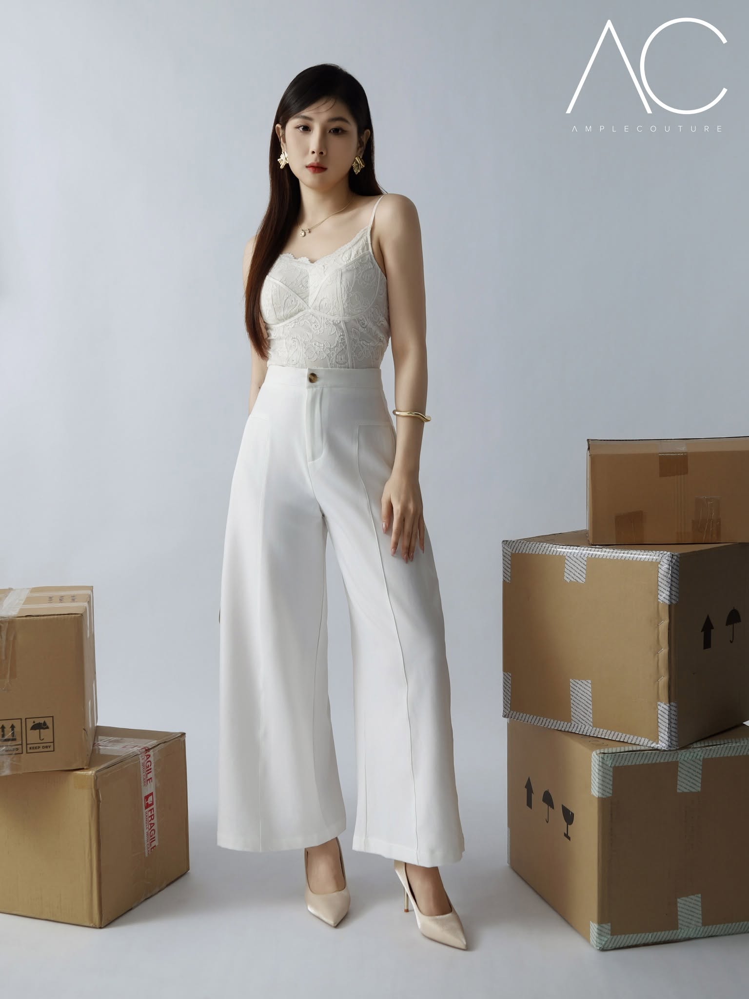 High Waist Pleated Long Pant 43277