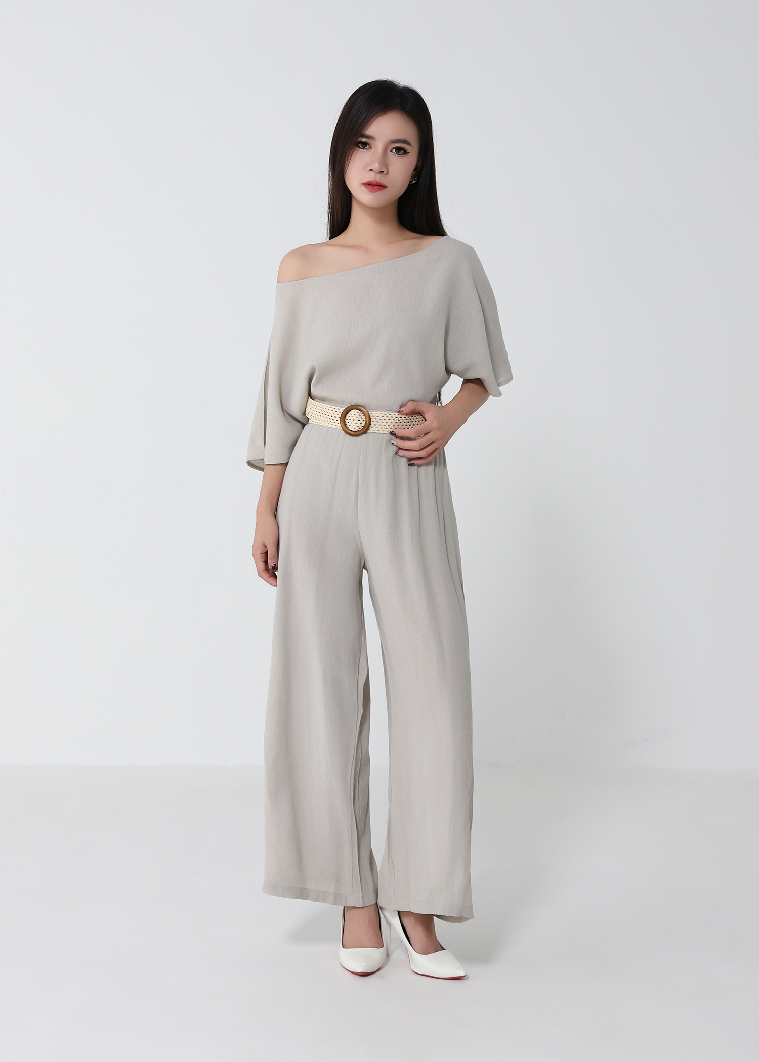 Belted Top And Wide-Leg Pants Set 52401