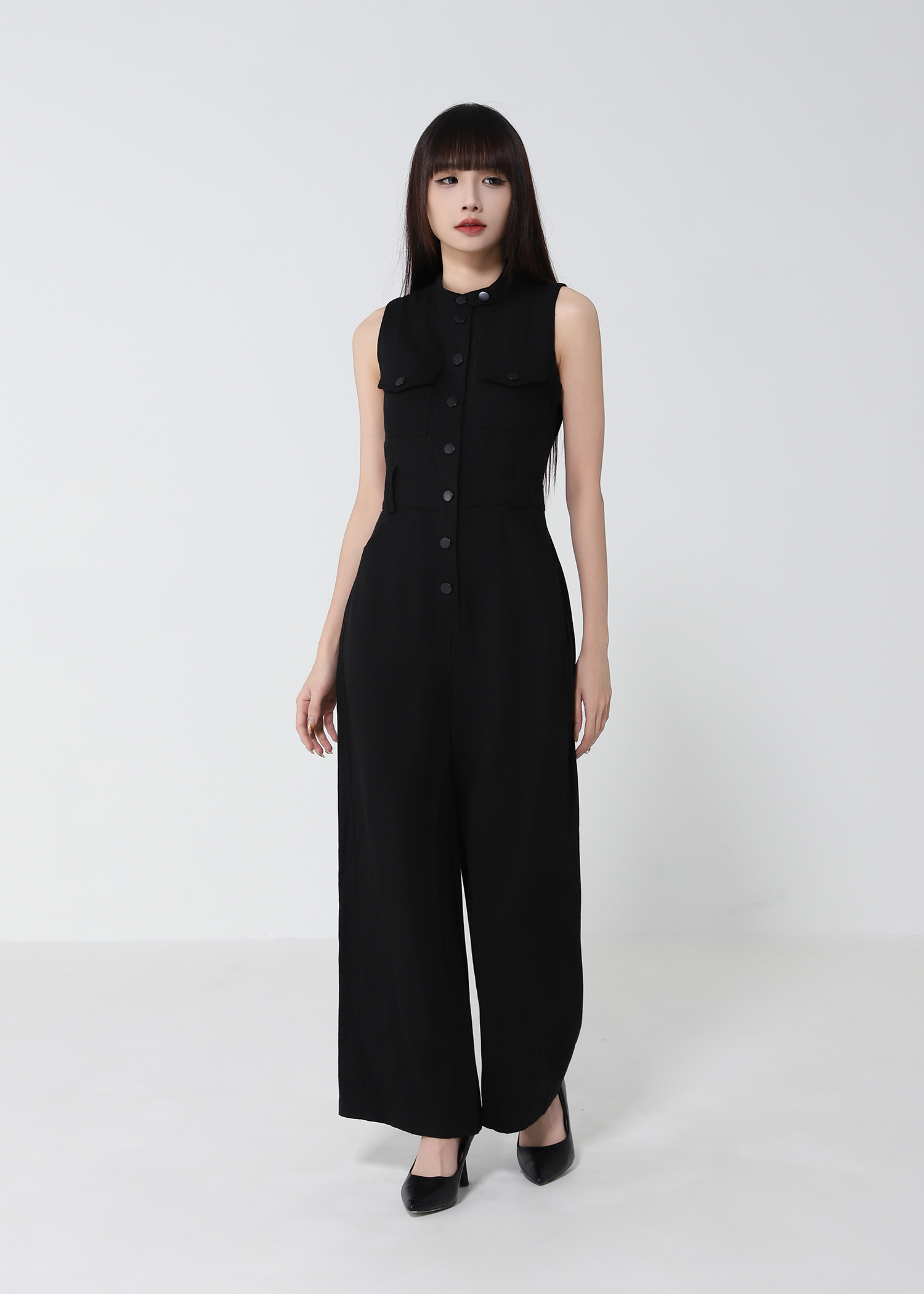 Sleeveless Front Button Jumpsuit 52579