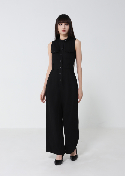 Sleeveless Front Button Jumpsuit 52579