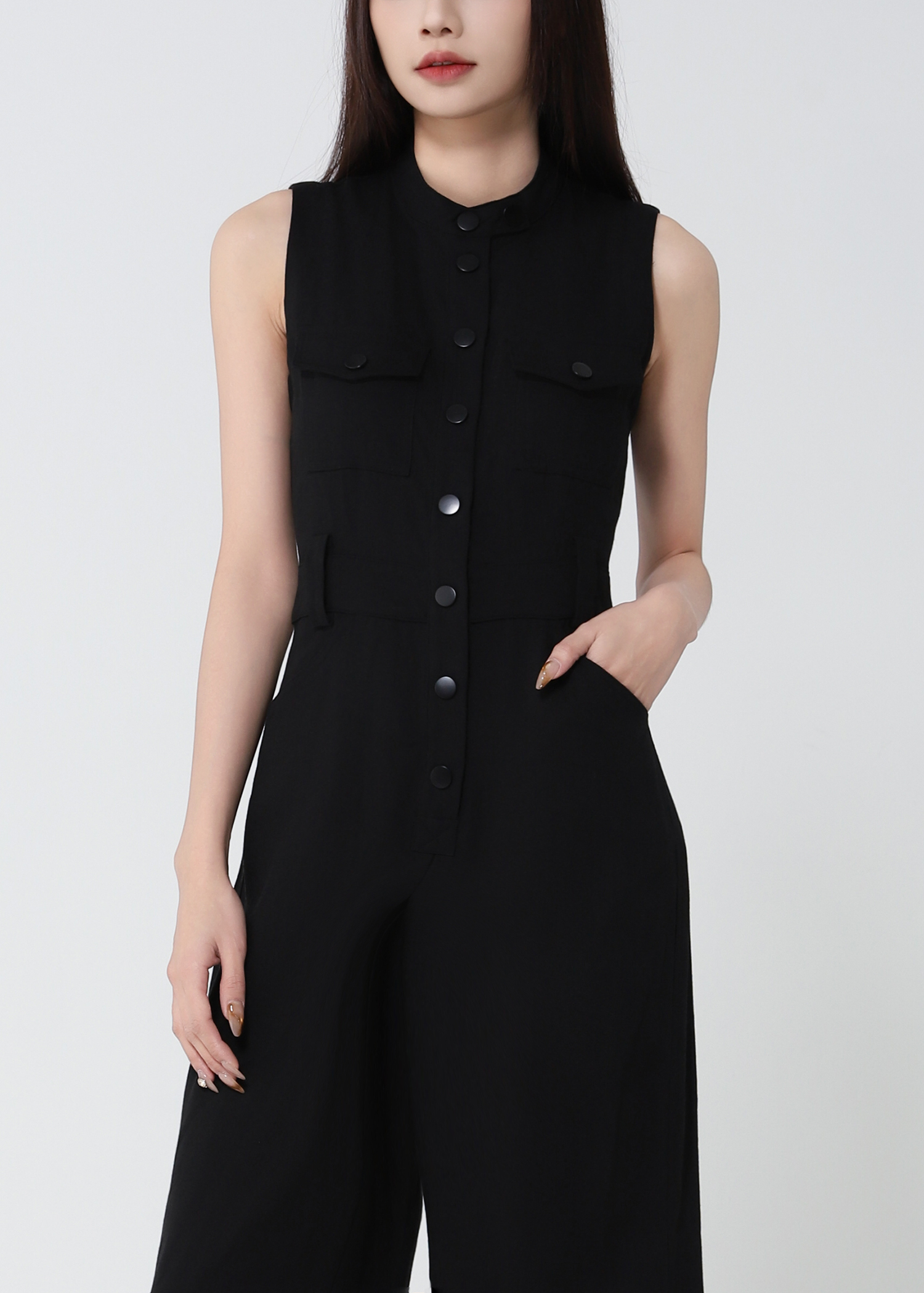 Sleeveless Front Button Jumpsuit 52579