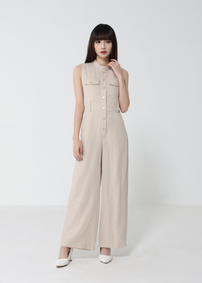 Sleeveless Front Button Jumpsuit 52579