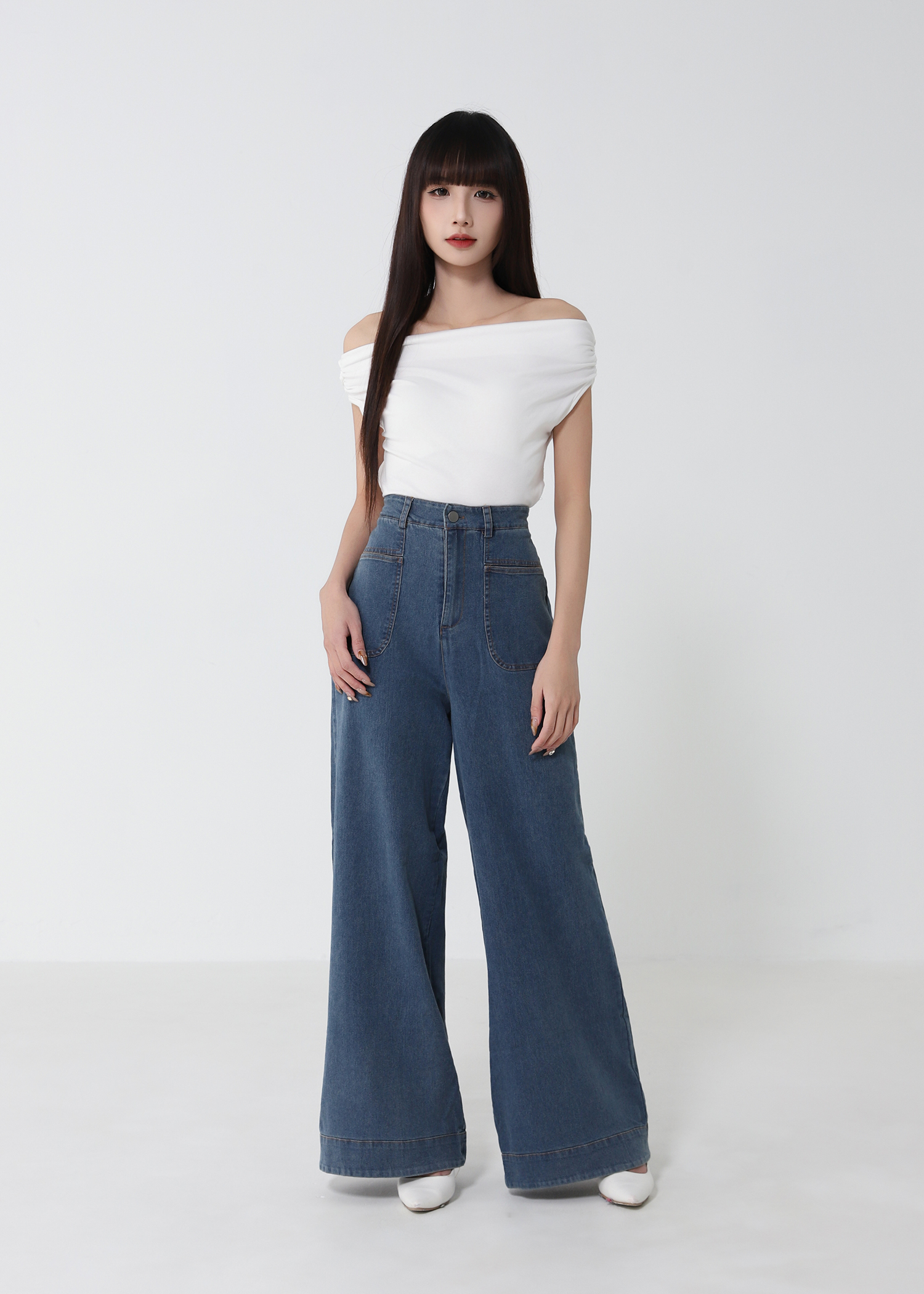 Denim Front Pocket Long Pants 52793