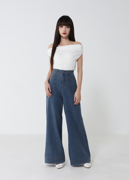 Denim Front Pocket Long Pants 52793