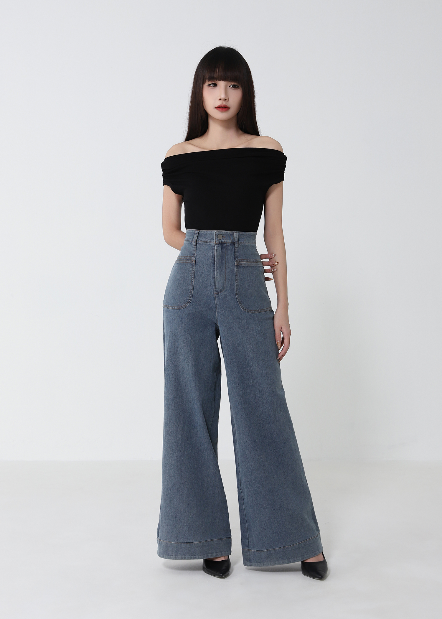 Denim Front Pocket Long Pants 52793