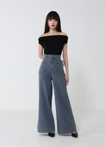 Denim Front Pocket Long Pants 52793