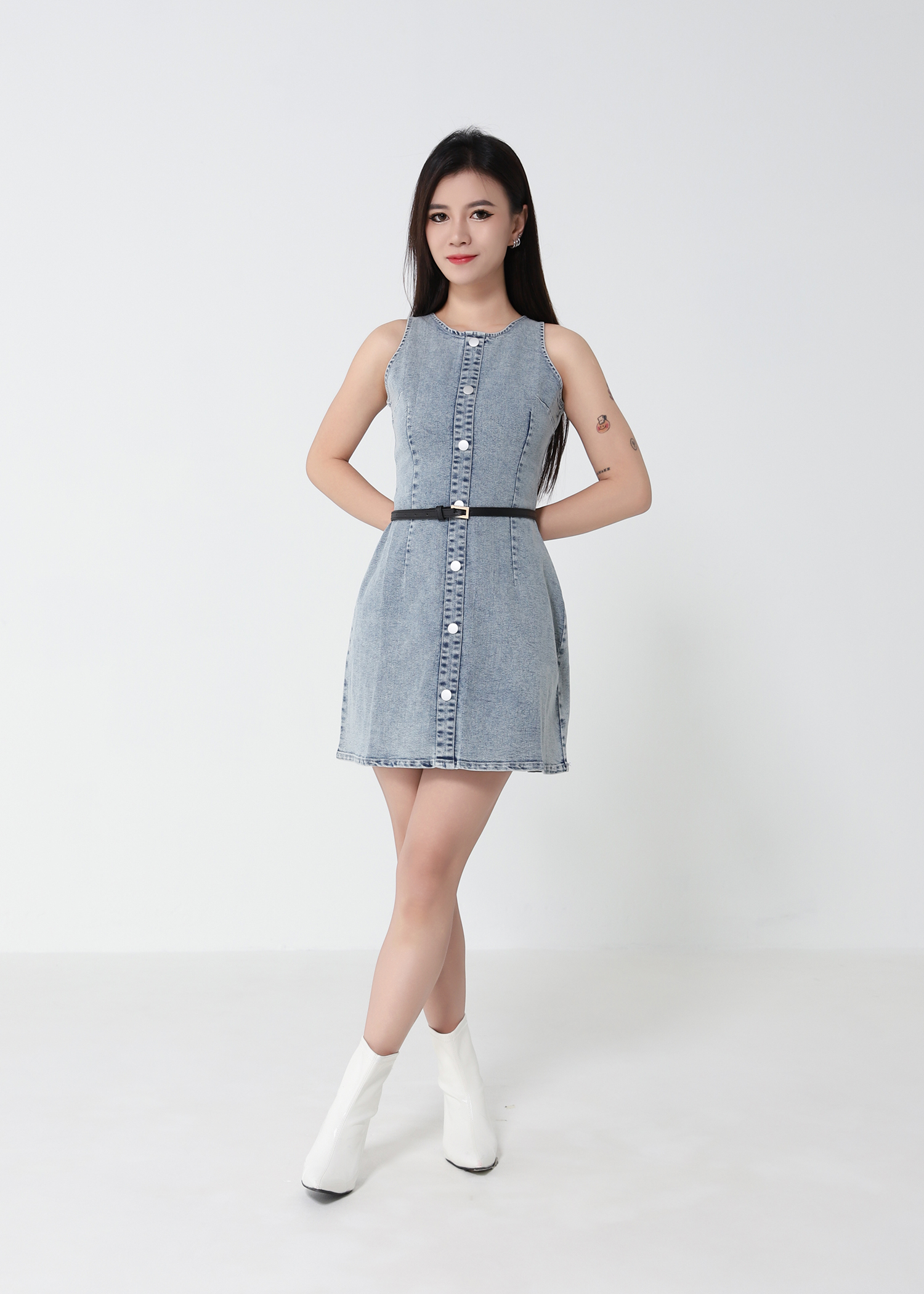 Sleeveless Denim Dress 52714