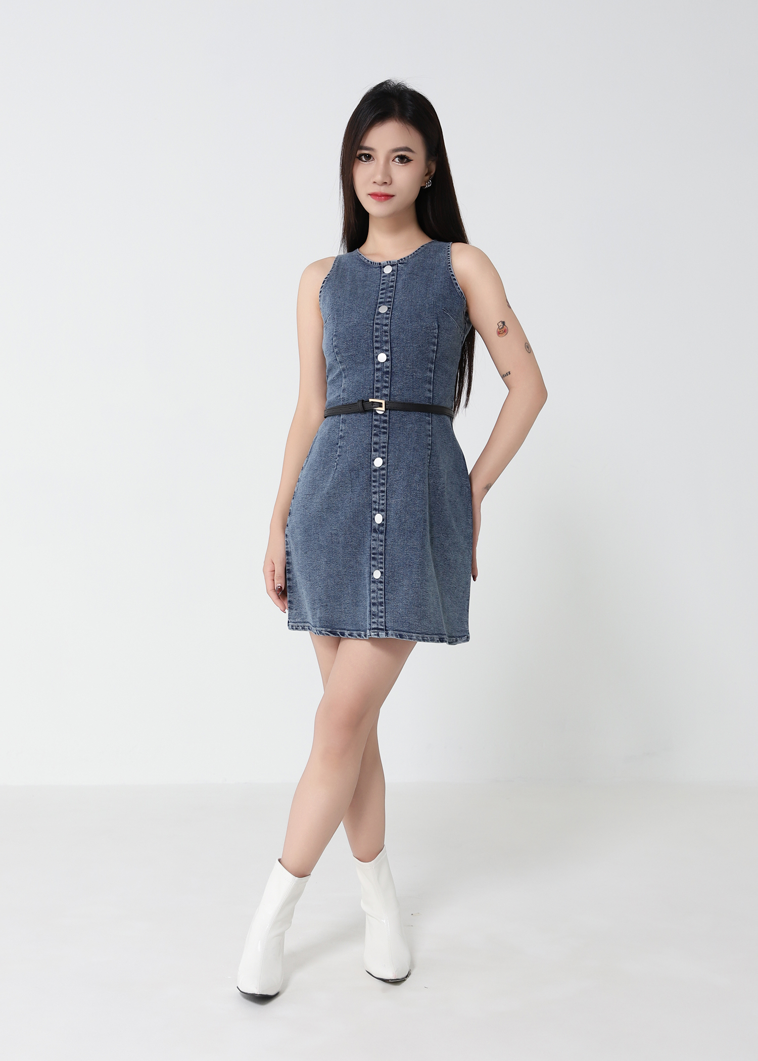 Sleeveless Denim Dress 52714