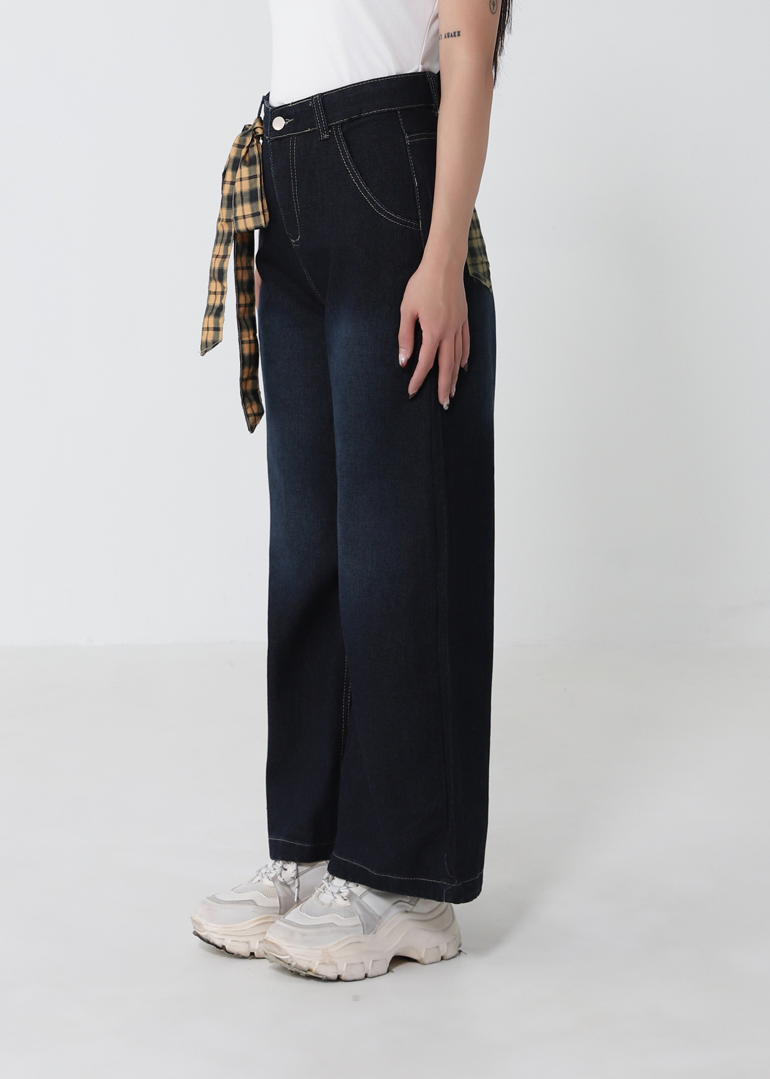 Denim High Waist Side Pocket Long Pant 52924