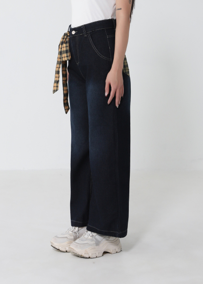 Denim High Waist Side Pocket Long Pant 52924