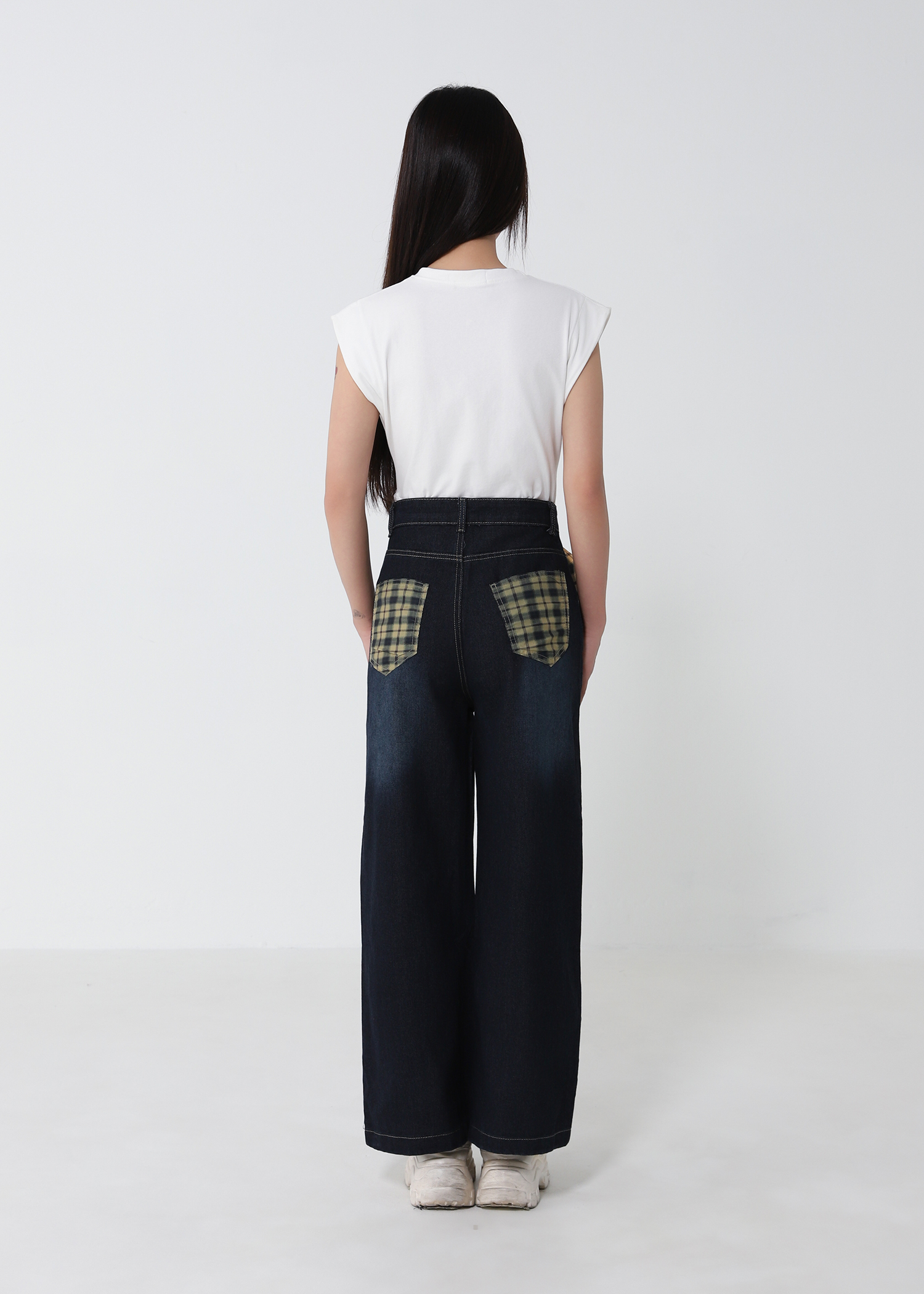 Denim High Waist Side Pocket Long Pant 52924