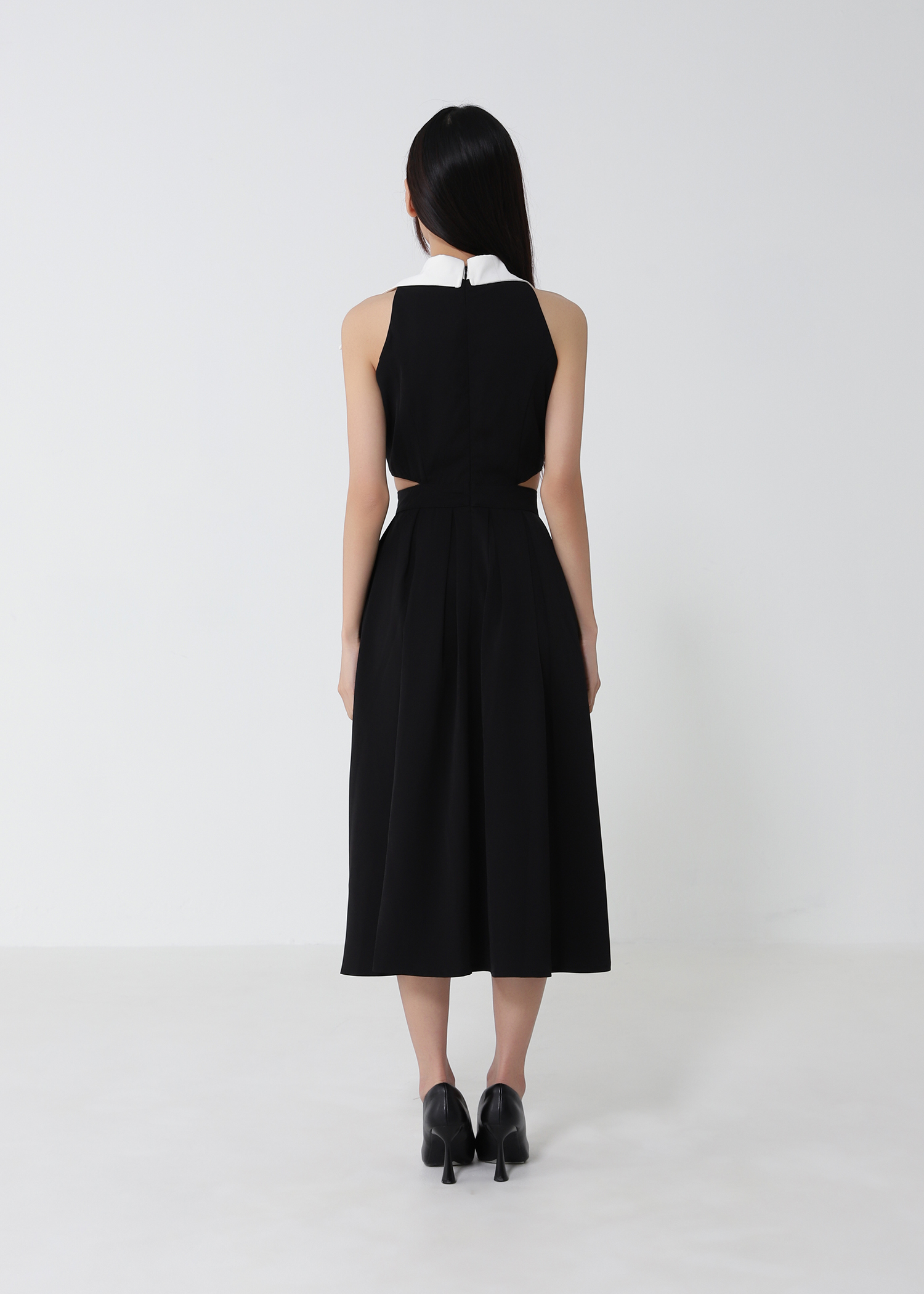 Sleeveless Front Zip Waist Hole Dress 52783
