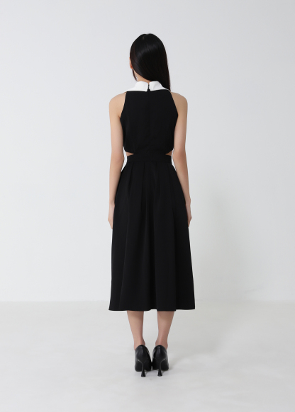 Sleeveless Front Zip Waist Hole Dress 52783