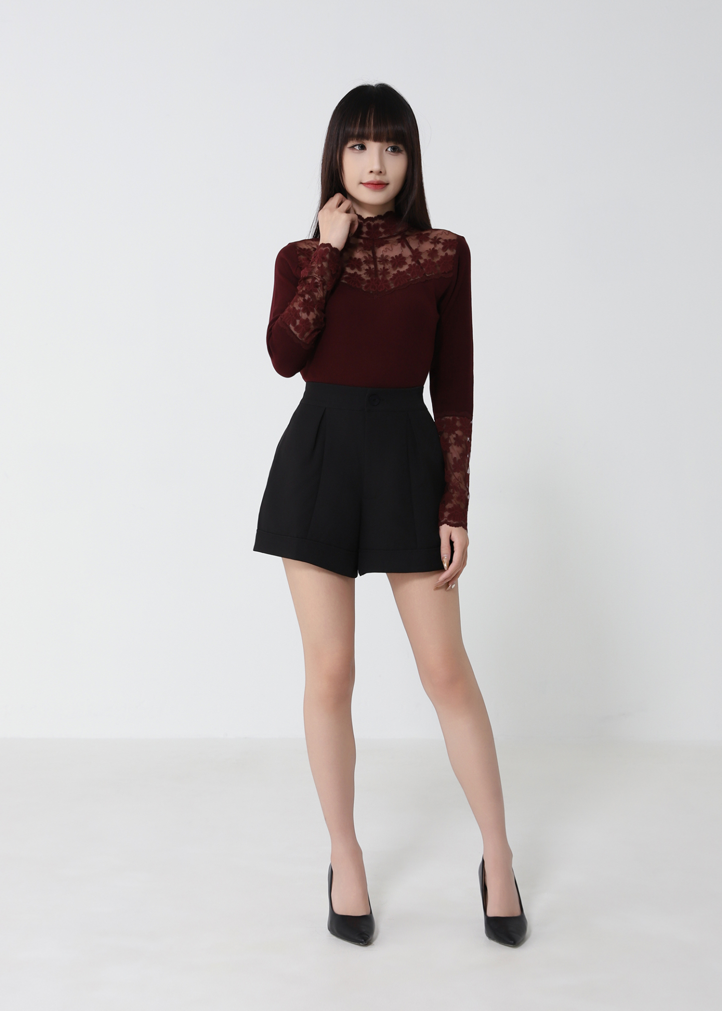 Lace Flower Long Sleeve Top 52925