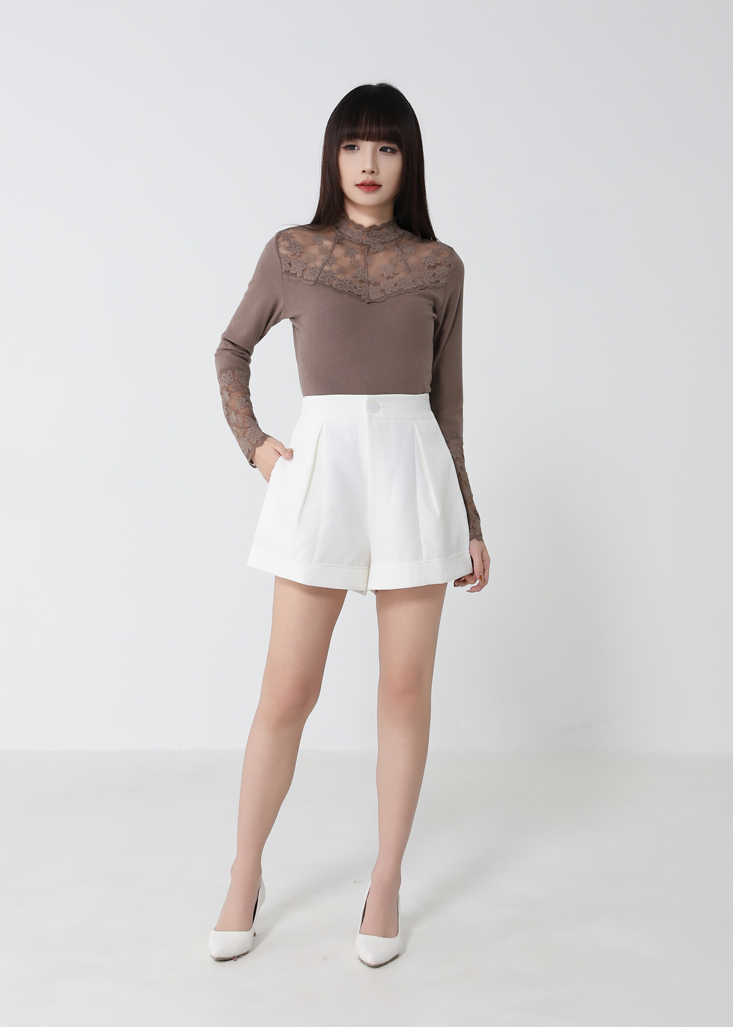 Lace Flower Long Sleeve Top 52925