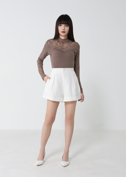 Lace Flower Long Sleeve Top 52925