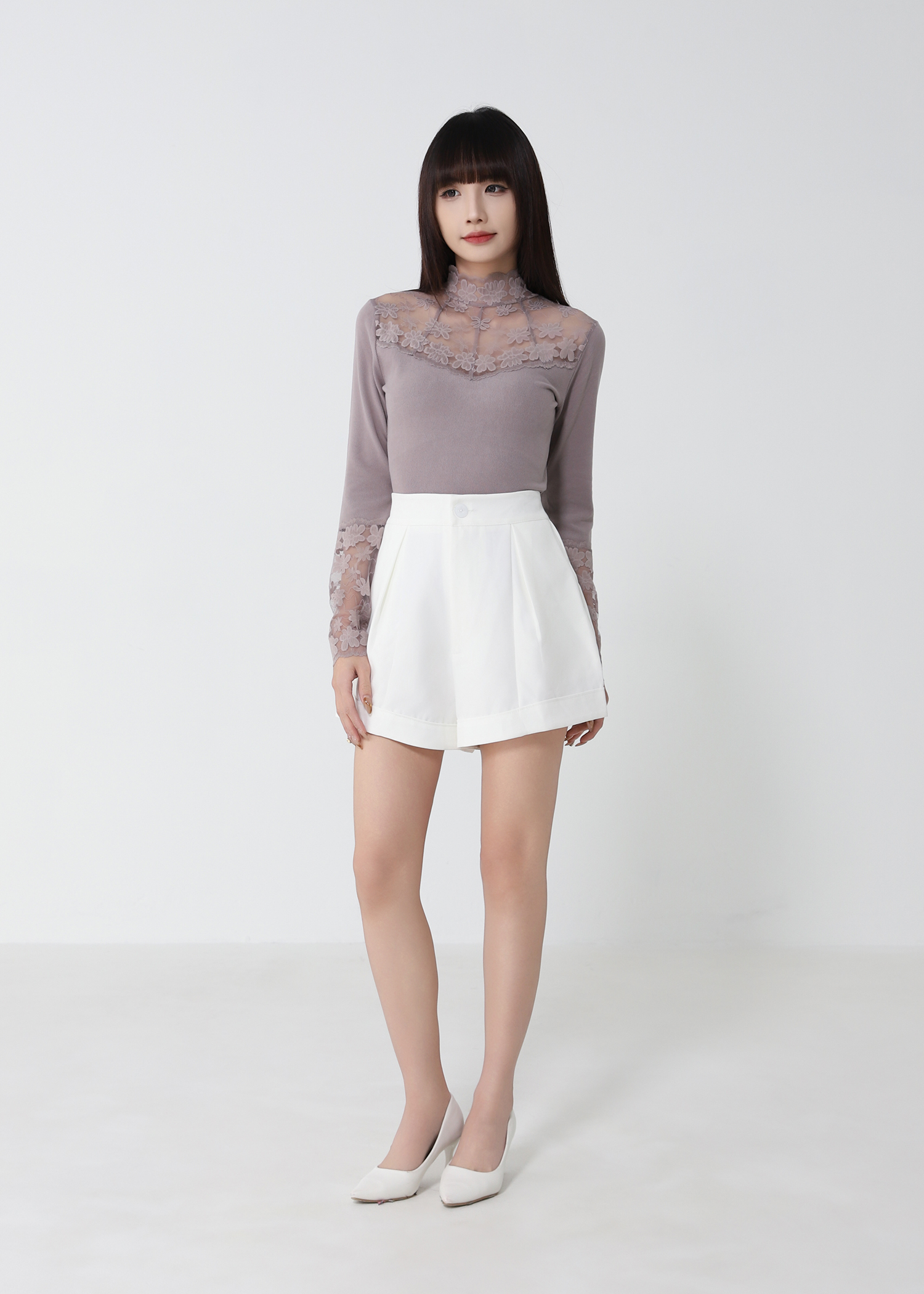 Lace Flower Long Sleeve Top 52925