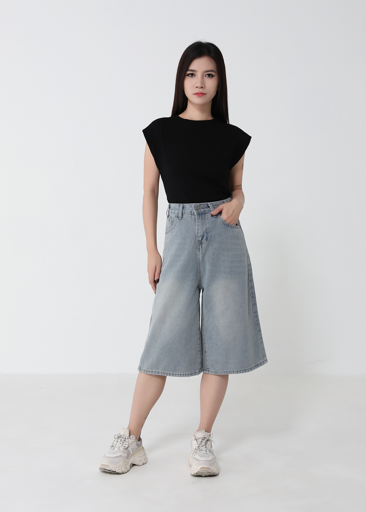 Denim High Waist Midi Pant 52930