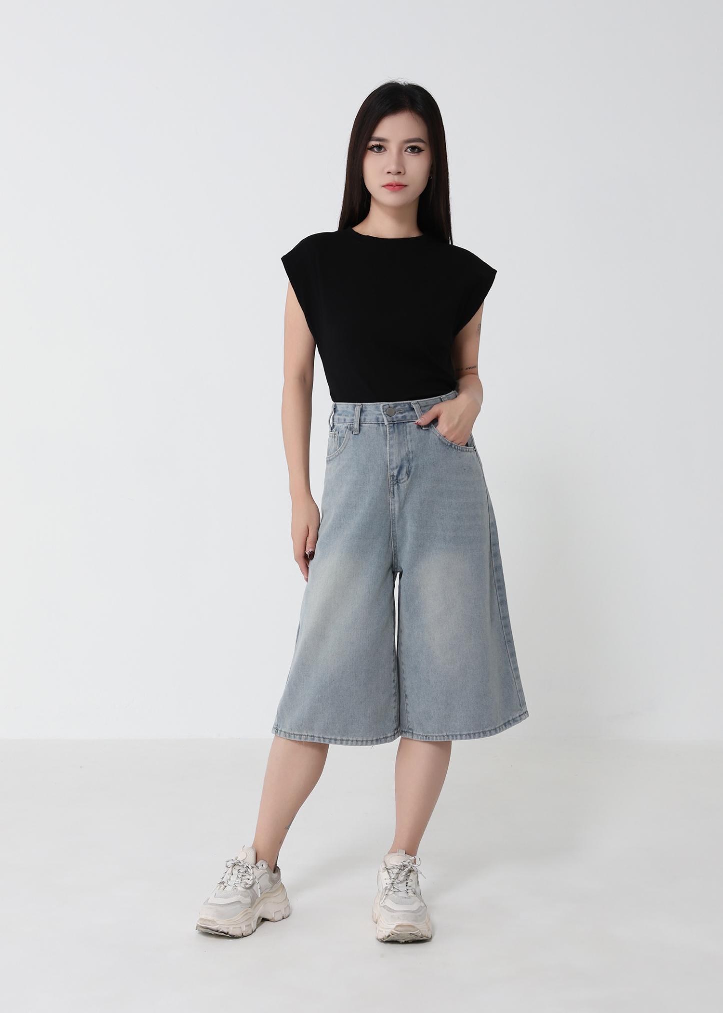 Denim High Waist Midi Pant 52930