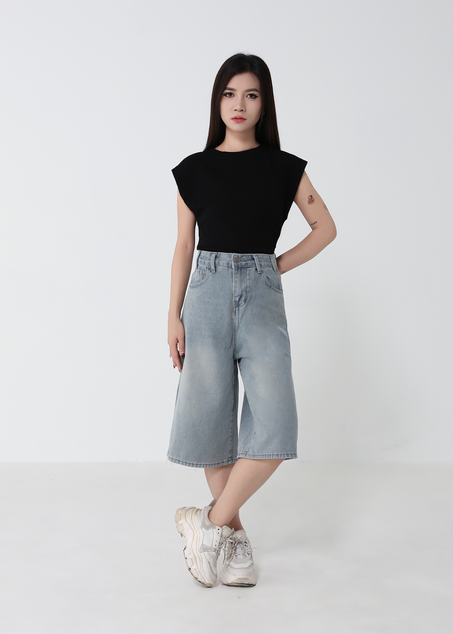 Denim High Waist Midi Pant 52930