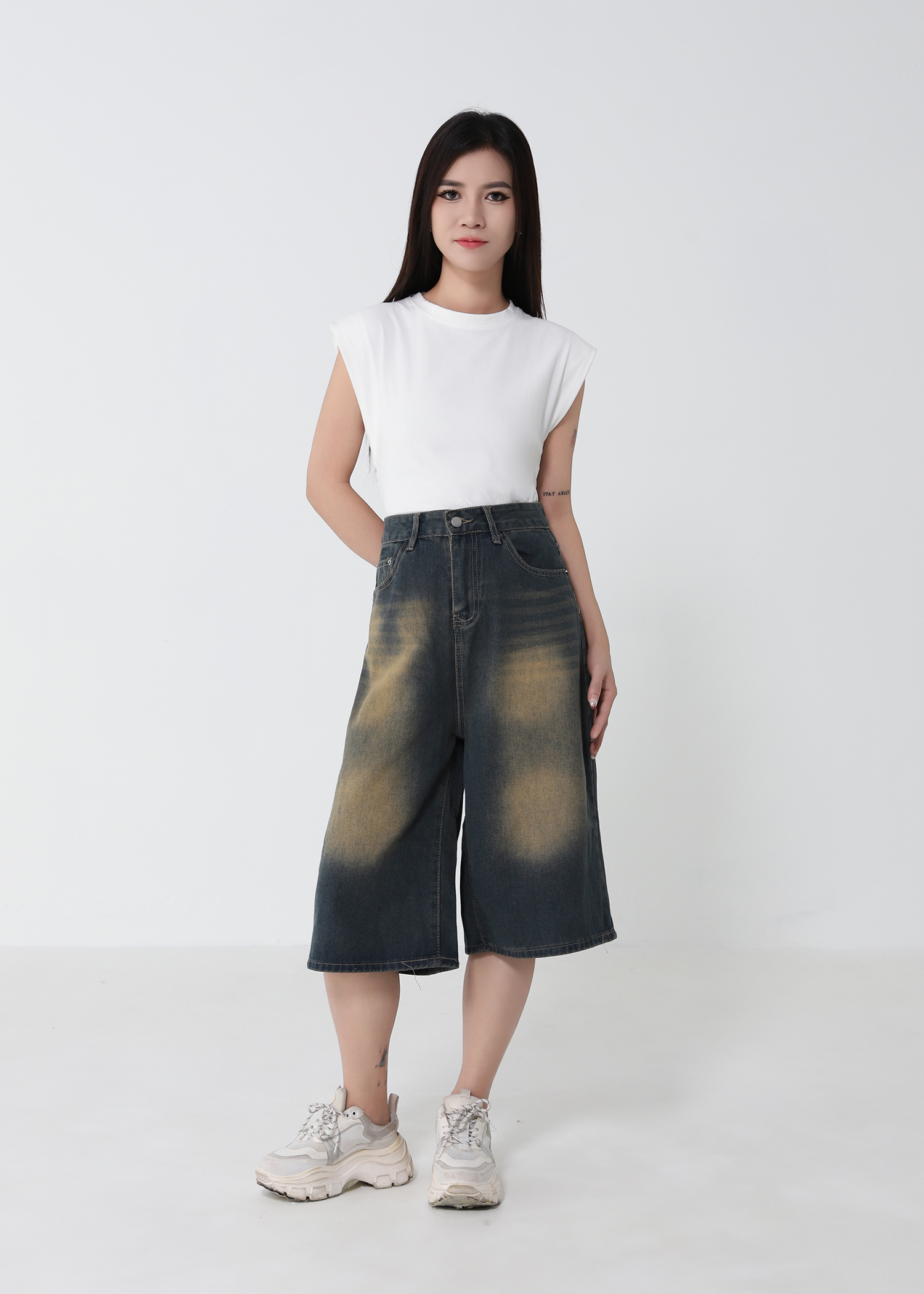 Denim High Waist Midi Pant 52930