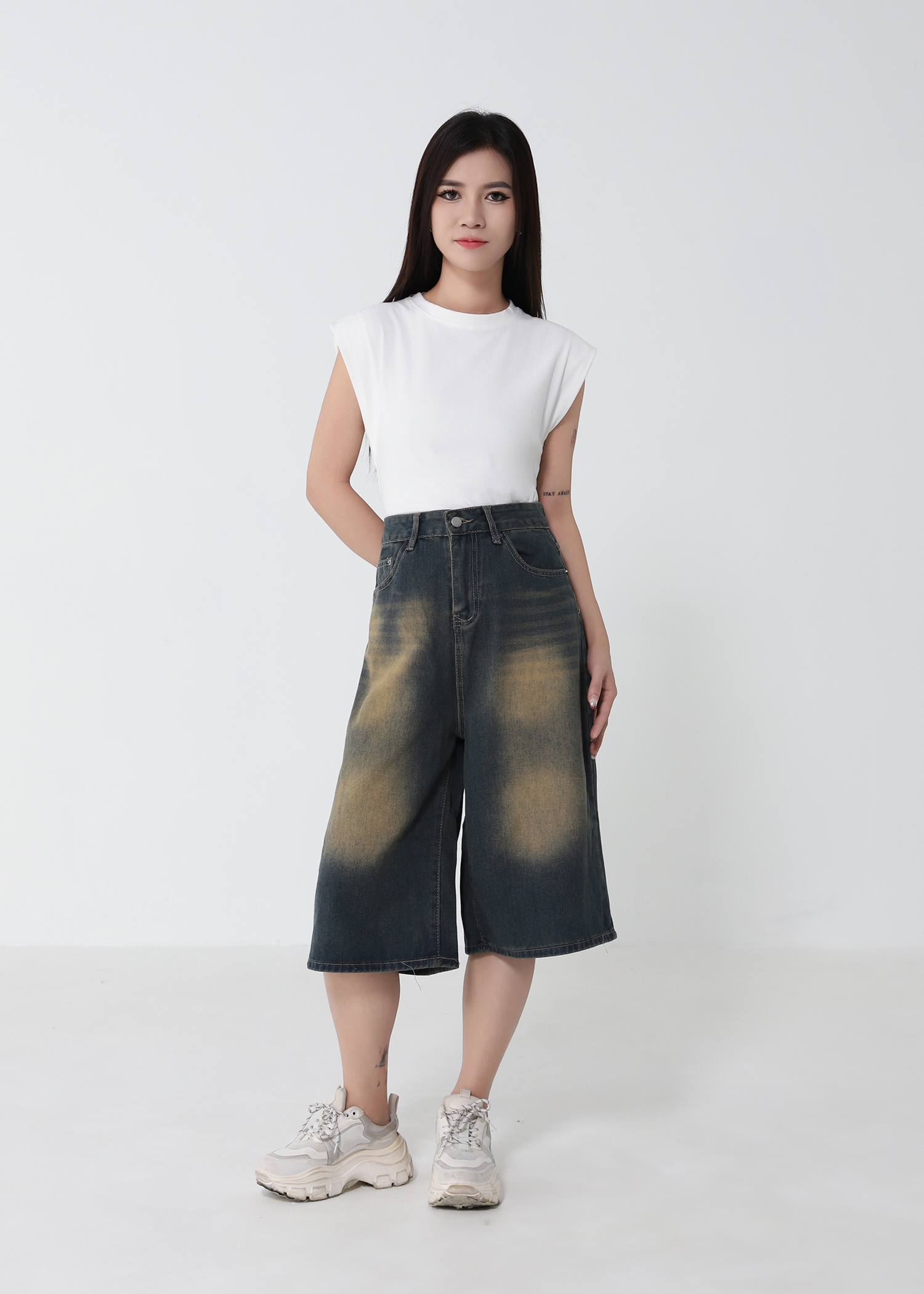 Denim High Waist Midi Pant 52930