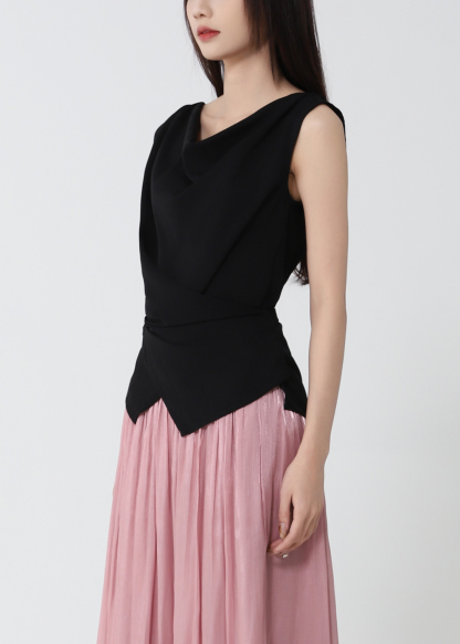 Draped Sleeveless Top With Skirt Set 53053