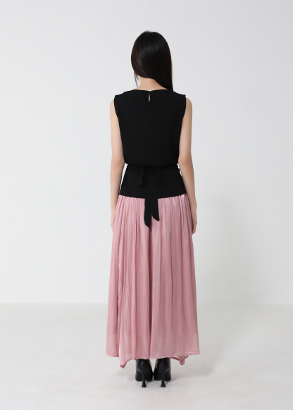 Draped Sleeveless Top With Skirt Set 53053