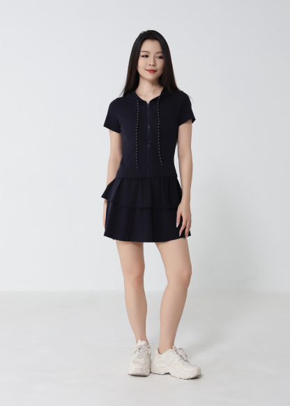 Short Sleeve Top With A Line Skirt Set 53093