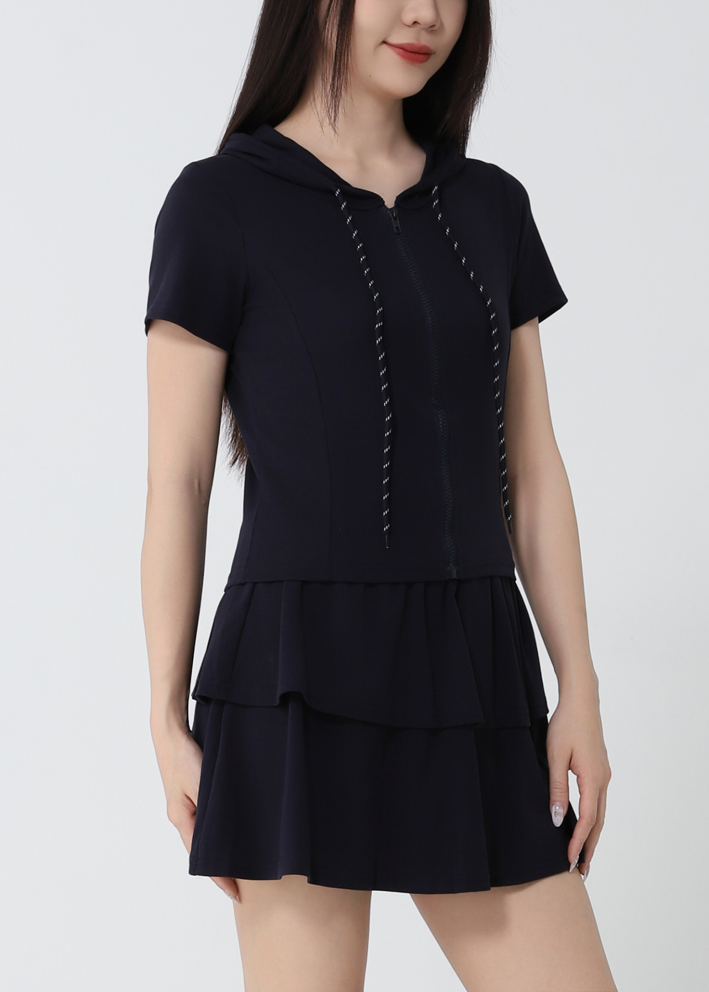 Short Sleeve Top With A Line Skirt Set 53093