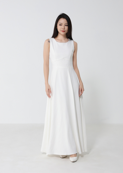 Elegant Waist Lace Sleeveless Dress 53118
