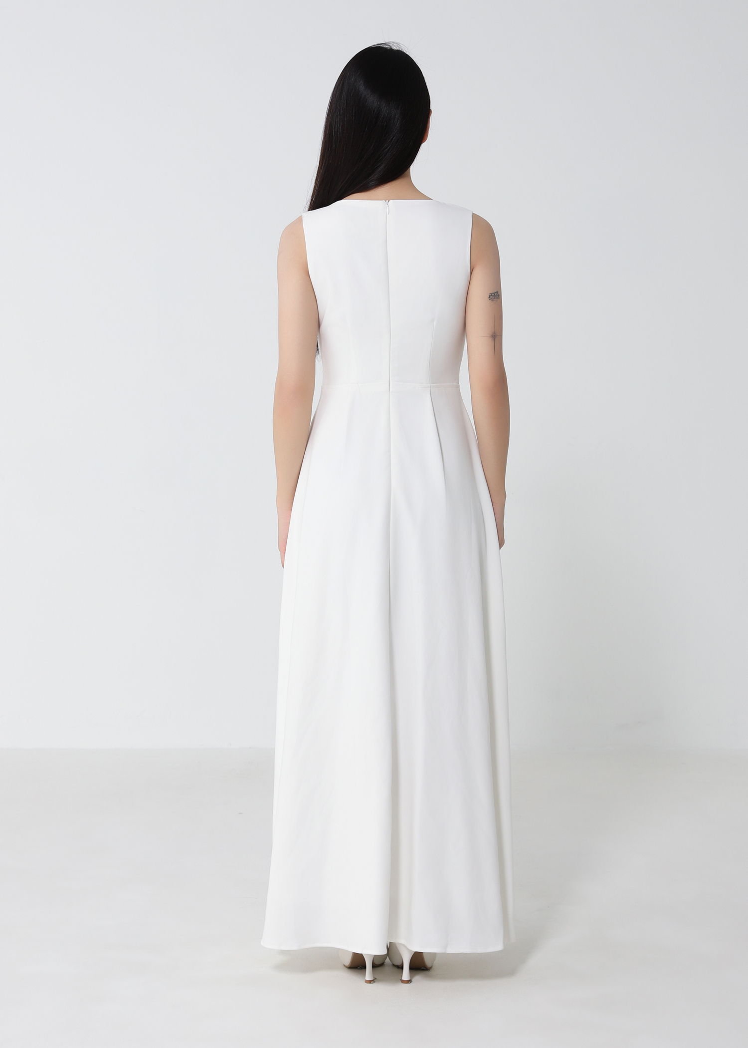 Elegant Waist Lace Sleeveless Dress 53118