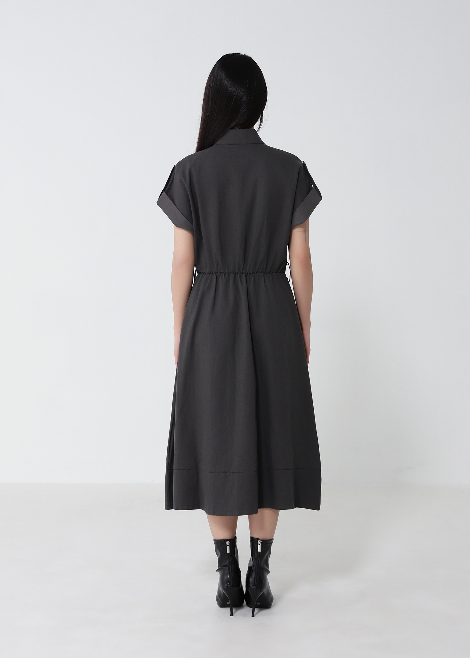 Casual Short Sleeve Front Button Dress 53125