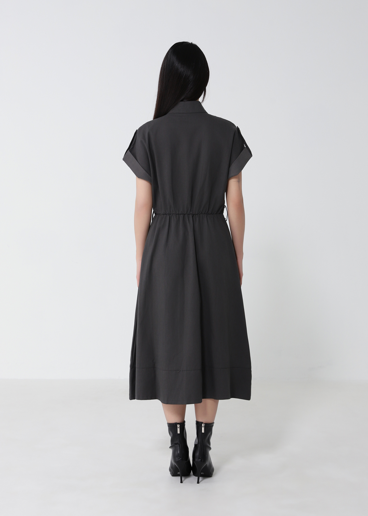 Casual Short Sleeve Front Button Dress 53125