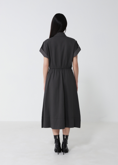 Casual Short Sleeve Front Button Dress 53125