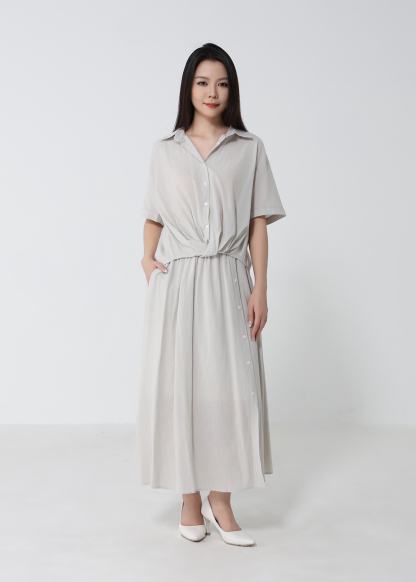 Short Sleeve Top With A Line Skirt Set 53150