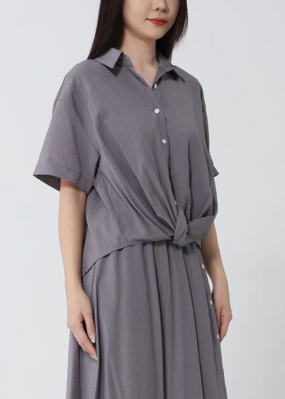 Short Sleeve Top With A Line Skirt Set 53150