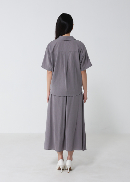 Short Sleeve Top With A Line Skirt Set 53150