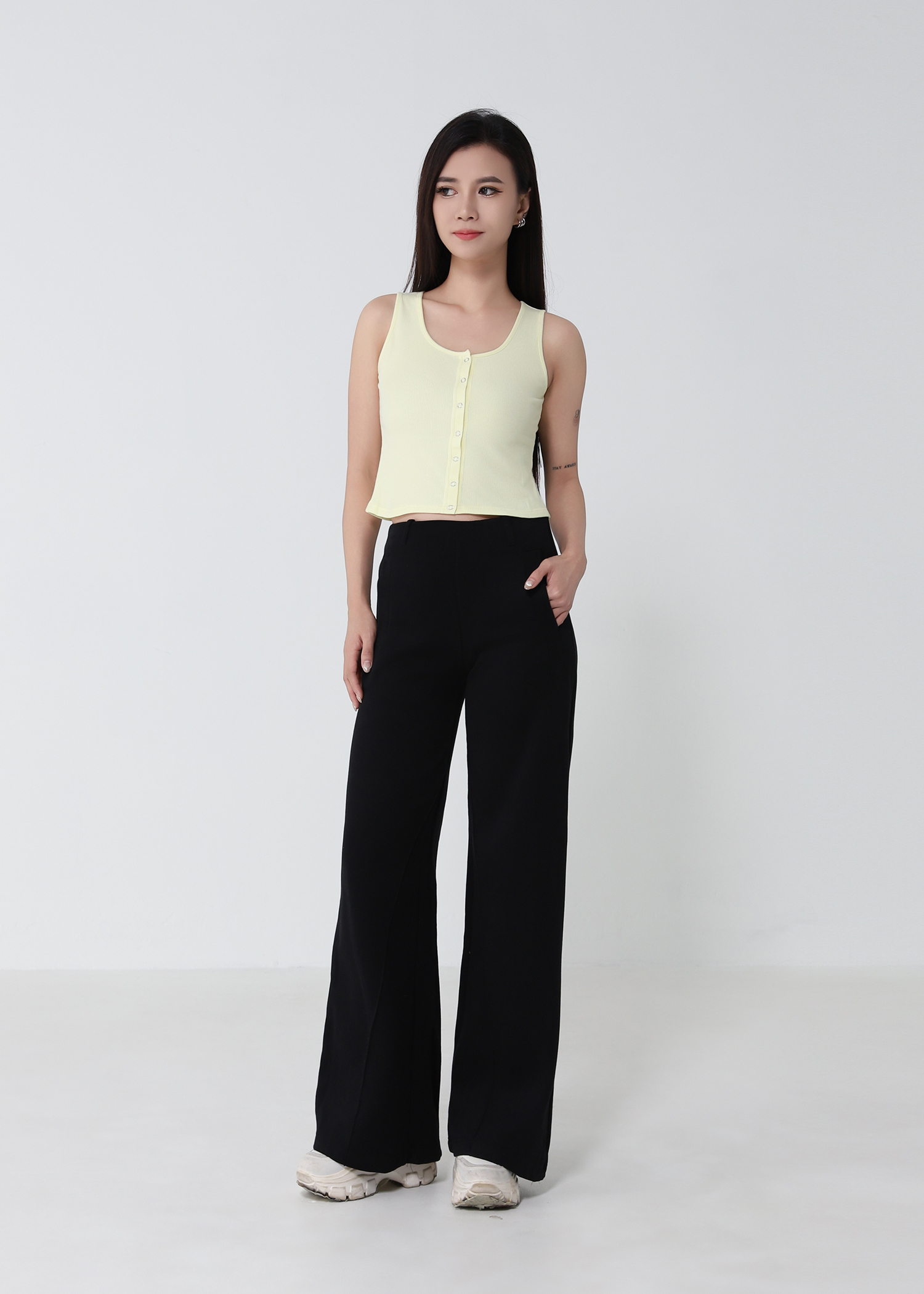High-Waist Wide Leg Long Pants 53477