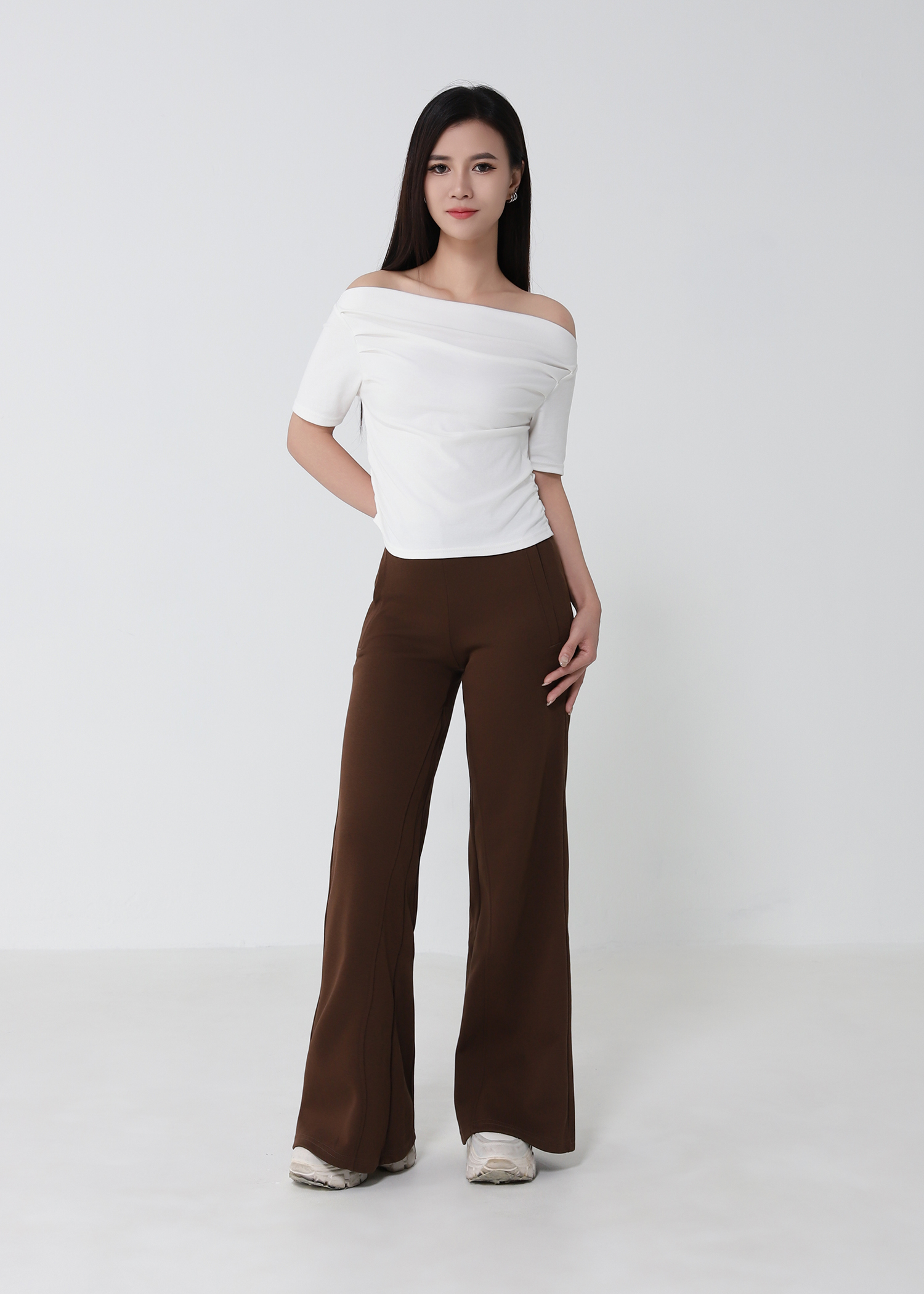 High Waist Flare Long Pants 53479