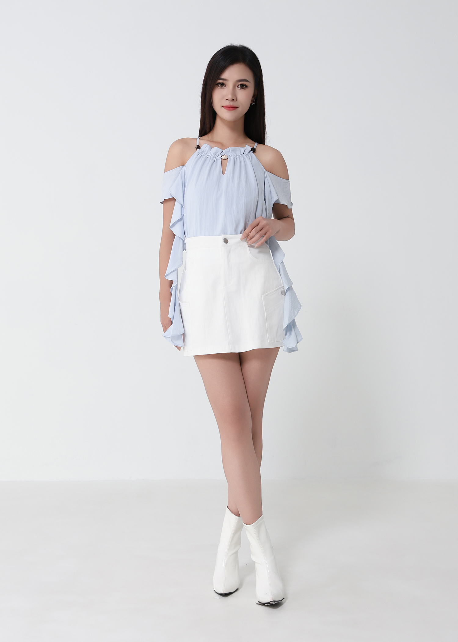 Denim Side Pocket Skirt Pants 53828