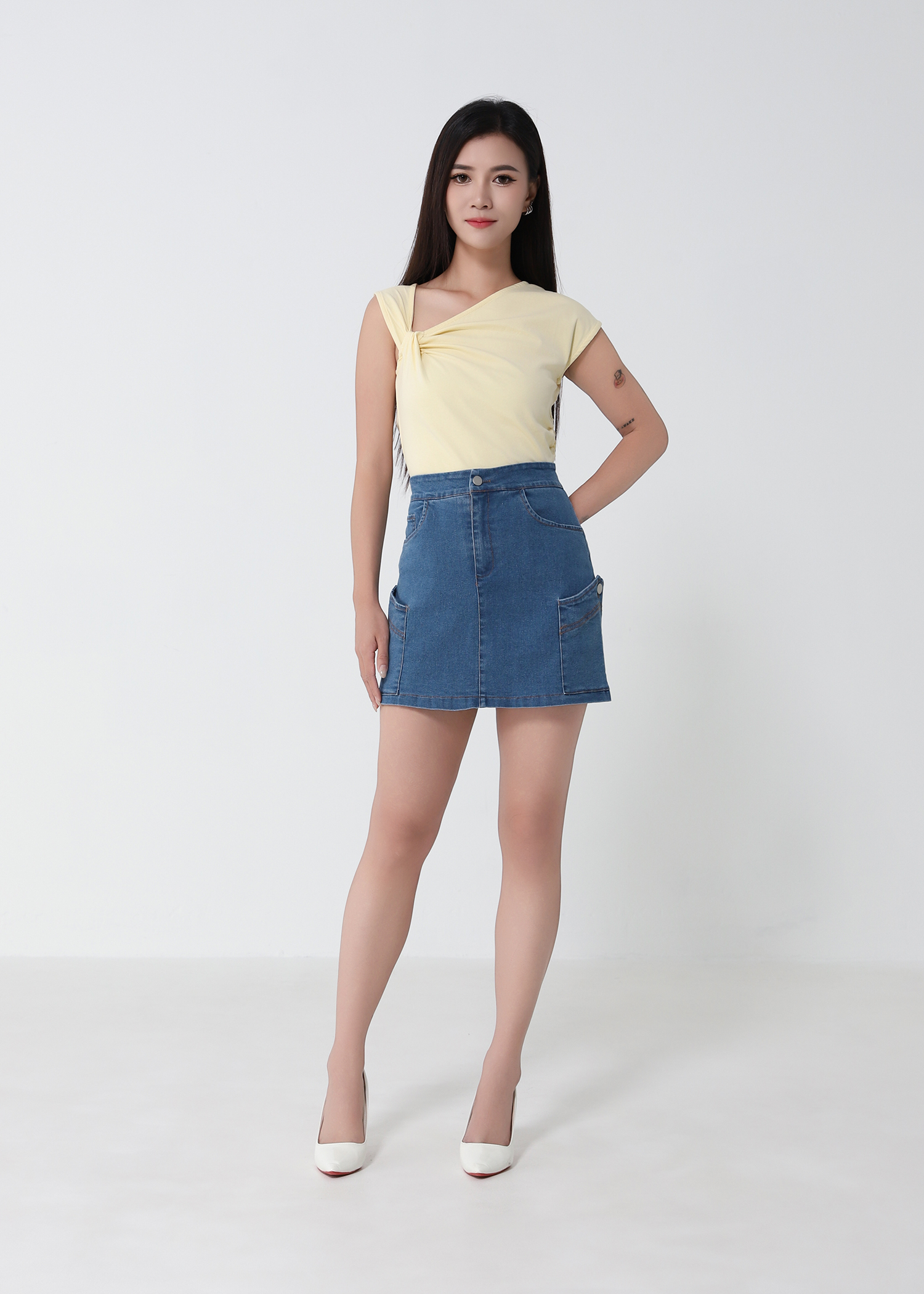 Denim Side Pocket Skirt Pants 53828