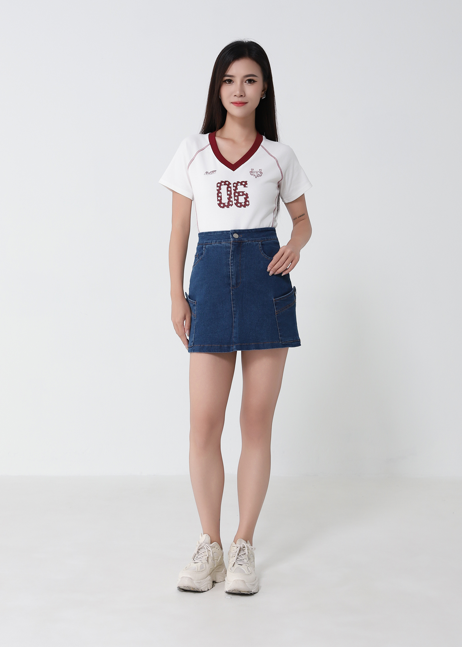 Denim Side Pocket Skirt Pants 53828