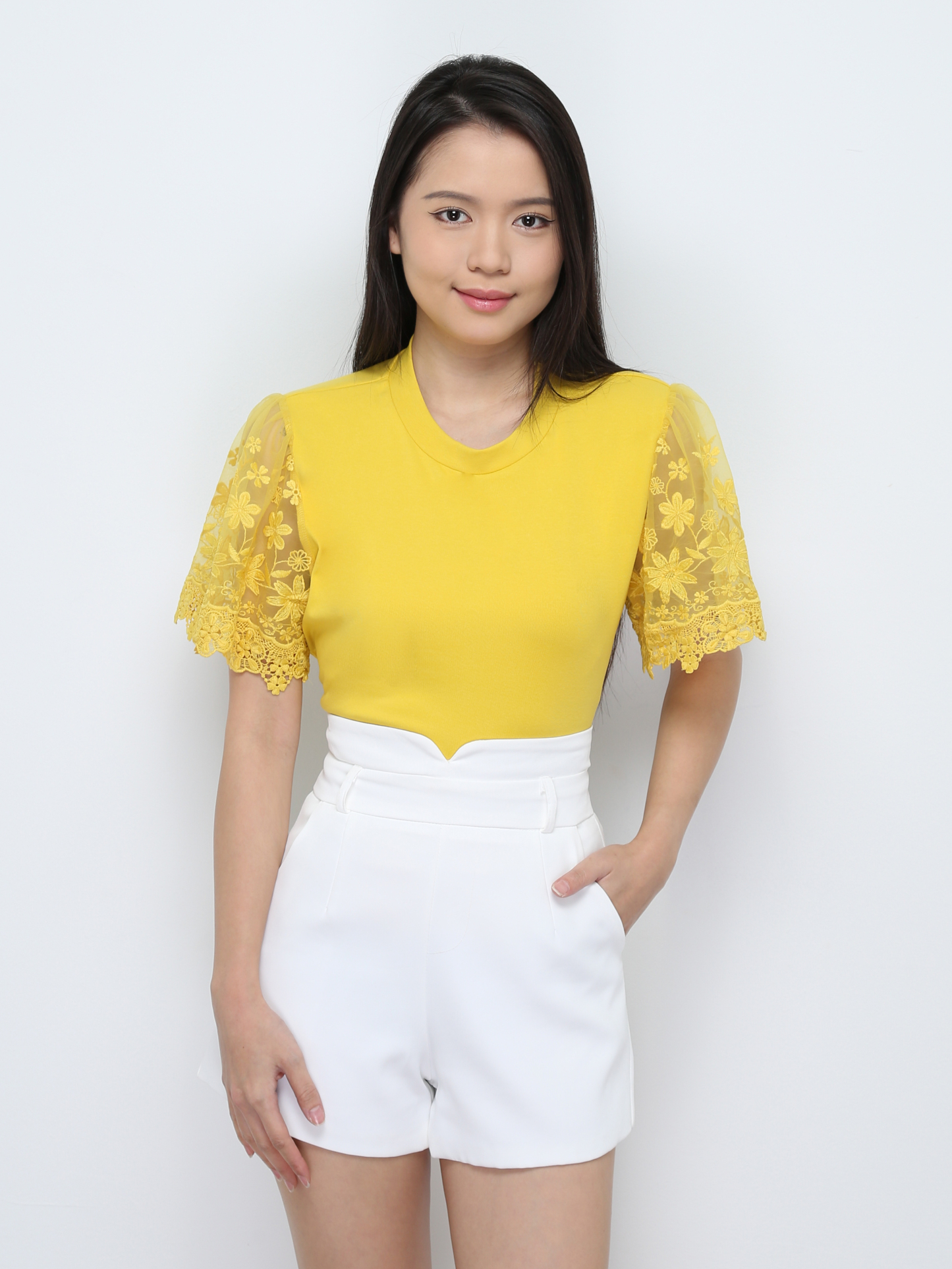 Floral With Net Sleeve Top 28583