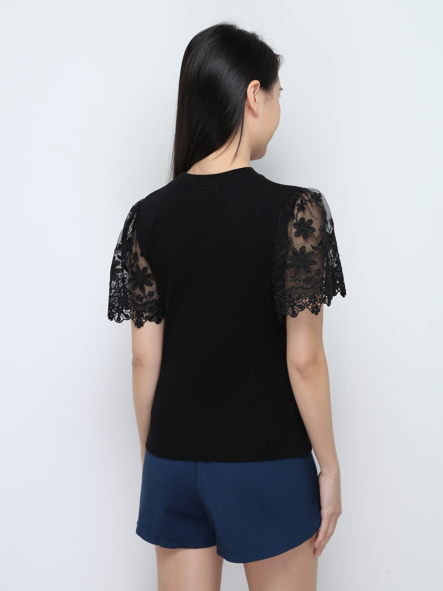 Floral With Net Sleeve Top 28583